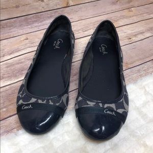 Coach Navy Blue Signature Flats, Size 10